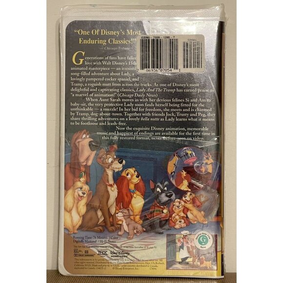 WALT DISNEY'S LADY AND THE TRAMP MASTERPIECE VHS 14673 Factory Sealed NEW - Picture 2 of 5